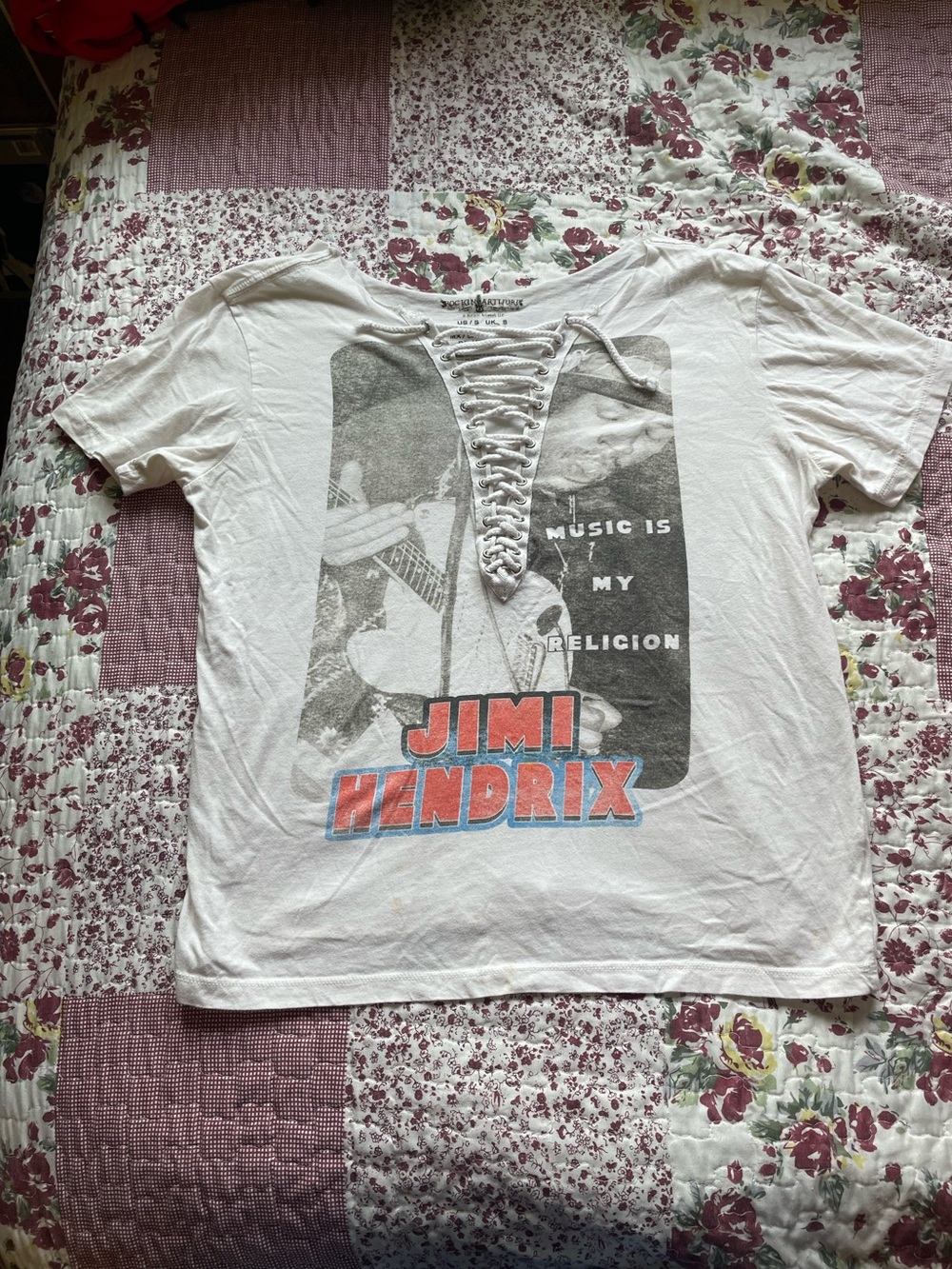 Jimi Hendrix Graphic Lace-Up Short Sleeve Shirt